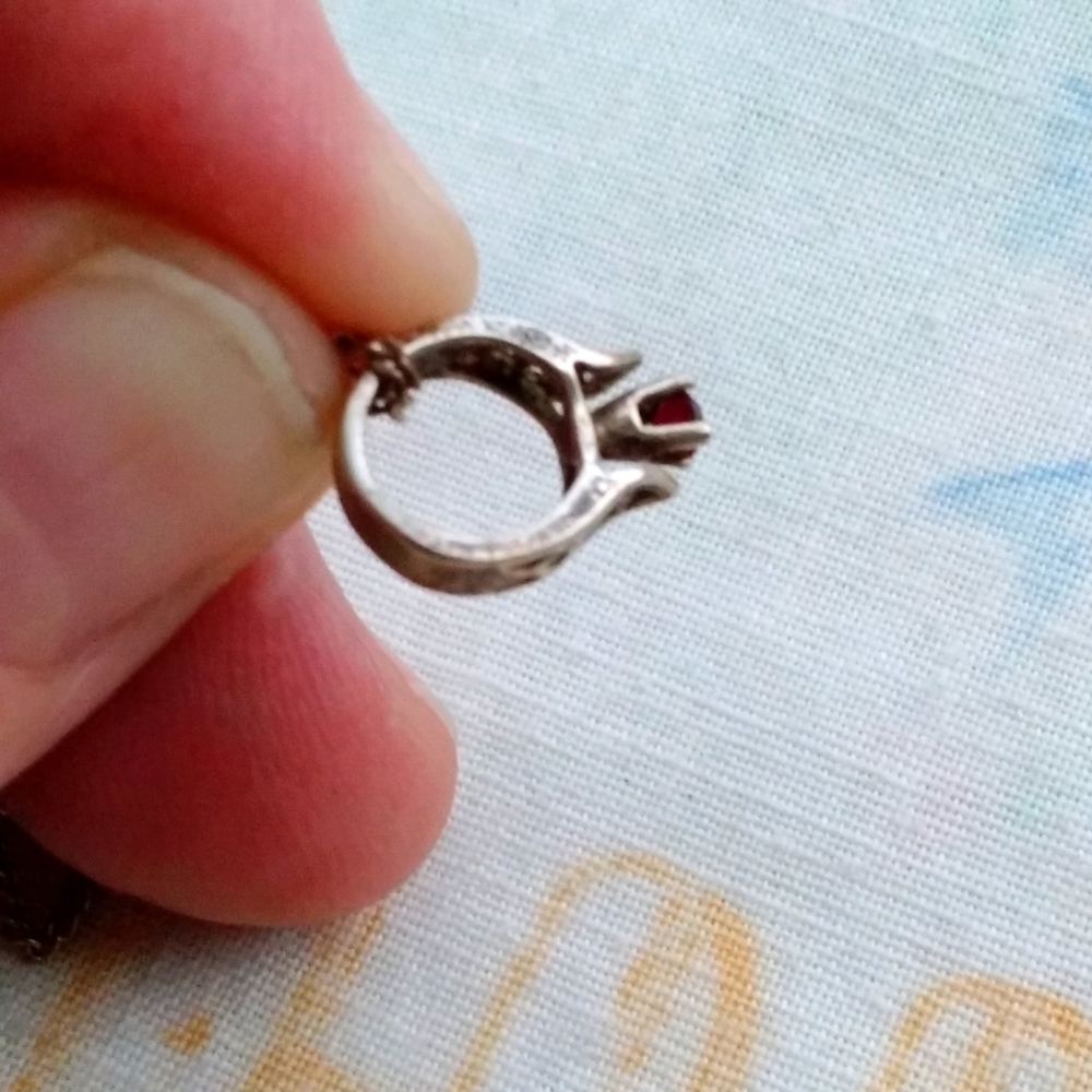 🌙Vintage 925 Garnet Birthstone Ring January on 925 Chain - Picture 9 of 15